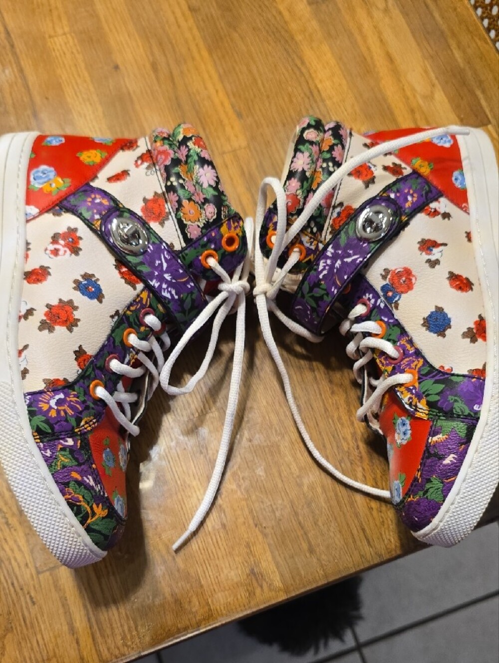 Coach Ladies Floral Red and Purple Low-Top Sneakers - Picture 4 of 11